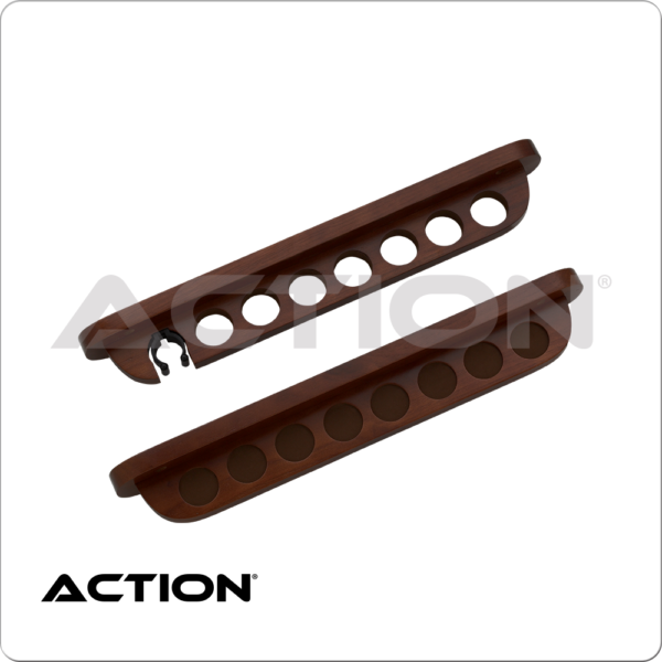 7 Cue Wall Rack w/ Bridge Clip - Chocolate